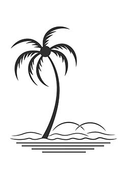 Tattoo template of a palm tree on an island