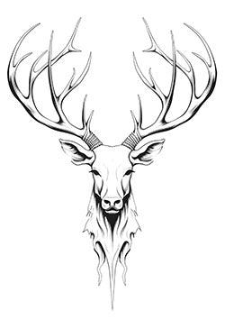 Tattoo template of a majestic stag with detailed antlers