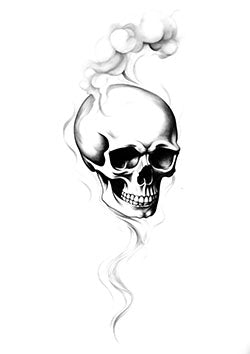 Tattoo template of a skull with smoke ascending