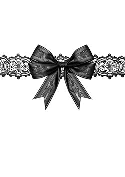 Tattoo template of a black lace bow with intricate detailing