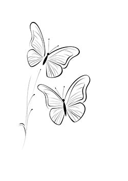 Tattoo template of a pair of graceful butterflies in flight