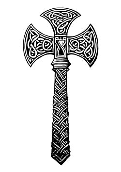 Tattoo template of a celtic-knot double axe