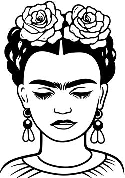 Tattoo template of a serene woman with flowers in her hair and traditional earrings