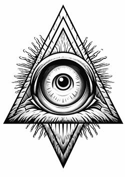 Tattoo template of a geometric eye within triangular shapes symbolizing protection and awareness