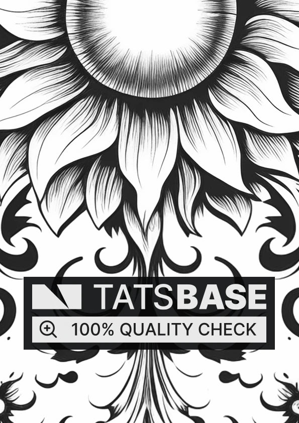 Tattoo template of a stylized sunflower with ornate details