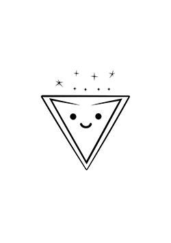 Tattoo template of a triangle with a smiling face surrounded by stars, conveying a whimsical and cheerful vibe