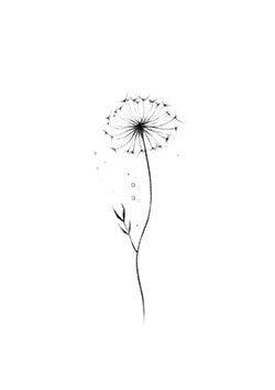 Tattoo template of a detailed dandelion with seeds in the air