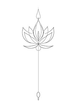 Tattoo template of a symmetric lotus flower with hanging detail