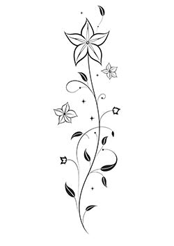 Tattoo template of a delicate vine with blooming flowers