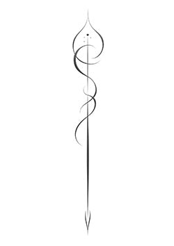 Tattoo template of a minimalist abstract design with curves symbolizing spiritual ascension