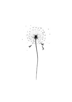 Tattoo template of a dandelion with seeds blowing away