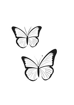 Tattoo template of a pair of butterflies in flight symbolizing freedom and transformation