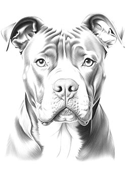 Tattoo template of a detailed Pitbull with a soft gaze