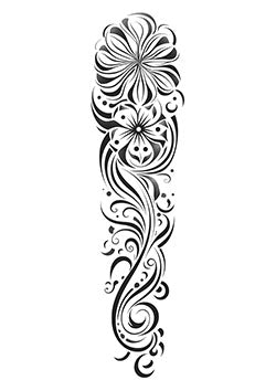 Tattoo template of a stylized floral design with intricate patterns