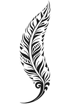 Tattoo template of a detailed feather design