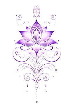 Tattoo template of a lotus flower with intricate and elegant swirling patterns