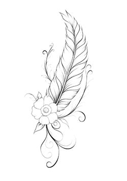 Tattoo template of a feather with a flower design