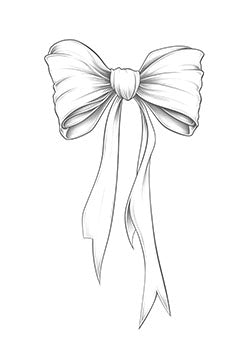 Tattoo template of a ribbon bow with delicate folds and refined elegance.