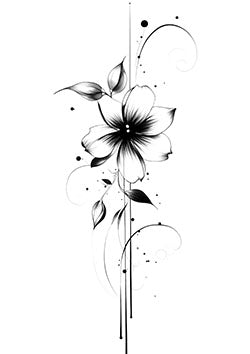 Tattoo template of a stylized elegant flower with delicate lines