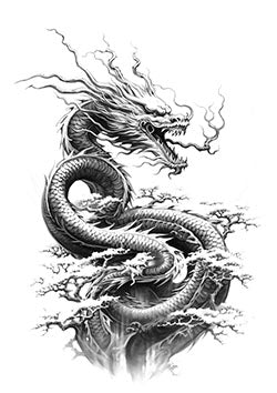 Tattoo template of a fierce oriental dragon