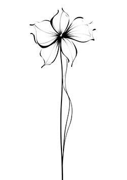 Tattoo template of a single elegant flower with swirling petals