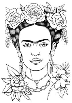 Tattoo template of a woman with flowers in her hair symbolizing elegance and strength