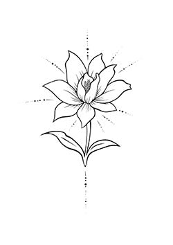 Tattoo template of a lotus flower with detailed fine lines and dots, reflecting peace and purity.