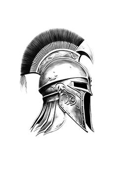 Tattoo template of a spartan helmet with a plume