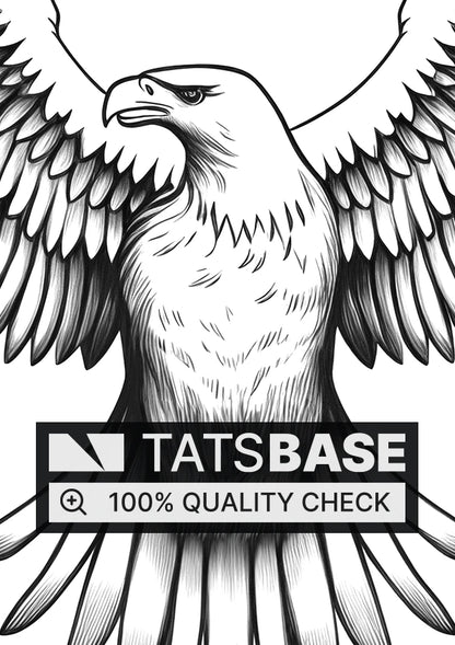 Tattoo template of a soaring eagle with wings fully extended