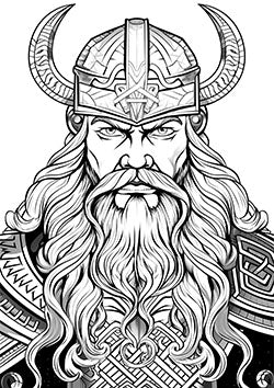 Tattoo template of a Norse Viking with a horned helmet