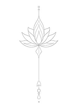 Tattoo template of a stylized lotus flower with a chain design