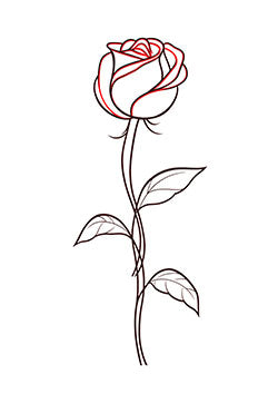 Tattoo template of a stylized rose with elegant lines