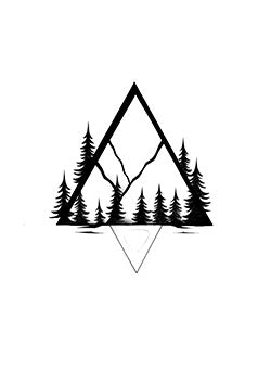 Tattoo template of a geometric forest design