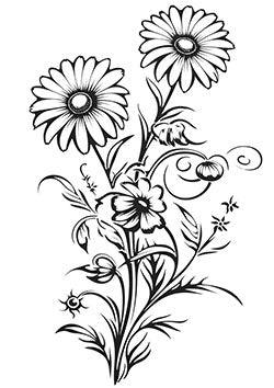 Tattoo template of a daisy chain with swirling foliage