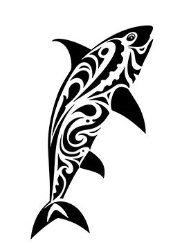 Tattoo template of a tribal-designed salmon