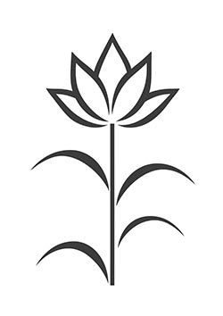 Tattoo template of a minimalist lotus flower representing purity and spiritual enlightenment