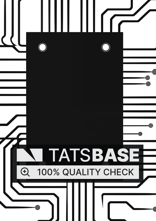 Tattoo template of a microchip with circuits radiating outward symbolizing a connection to technology and innovation