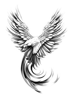 Tattoo template of a majestic eagle with outstretched wings