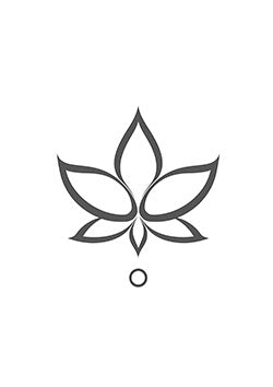 Tattoo template of a minimalist flower with elegant petals and a small circle underneath