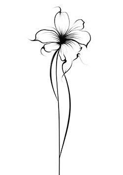 Tattoo template of a blooming flower with a slender stem and elegant petals