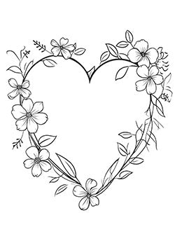 Tattoo template of a heart-shaped floral design