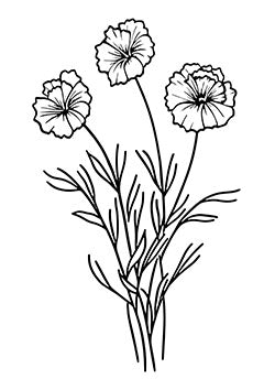 Tattoo template of a trio of blooming flowers demonstrating simple elegance