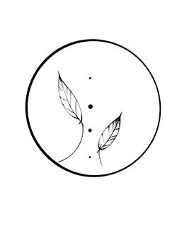 Tattoo template of a yin-yang with leaves