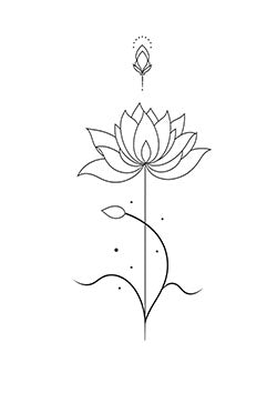 Tattoo template of a stylized lotus flower with elegant petals