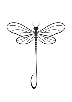 Tattoo template of a stylized dragonfly with elongated wings