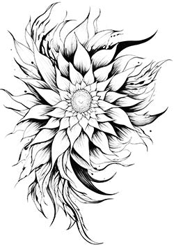 Tattoo template of a beautiful flower with detailed petals and artistic flair