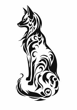 Tattoo template of a stylized tribal fox design