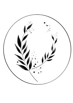 Tattoo template of a circular laurel branch design