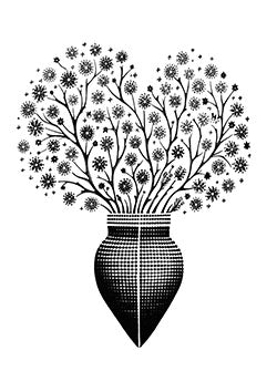 Tattoo template of a blooming floral arrangement in a vase