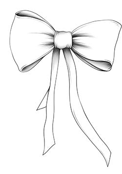 Tattoo template of an elegant ribbon bow with flowing tails evoking timeless charm